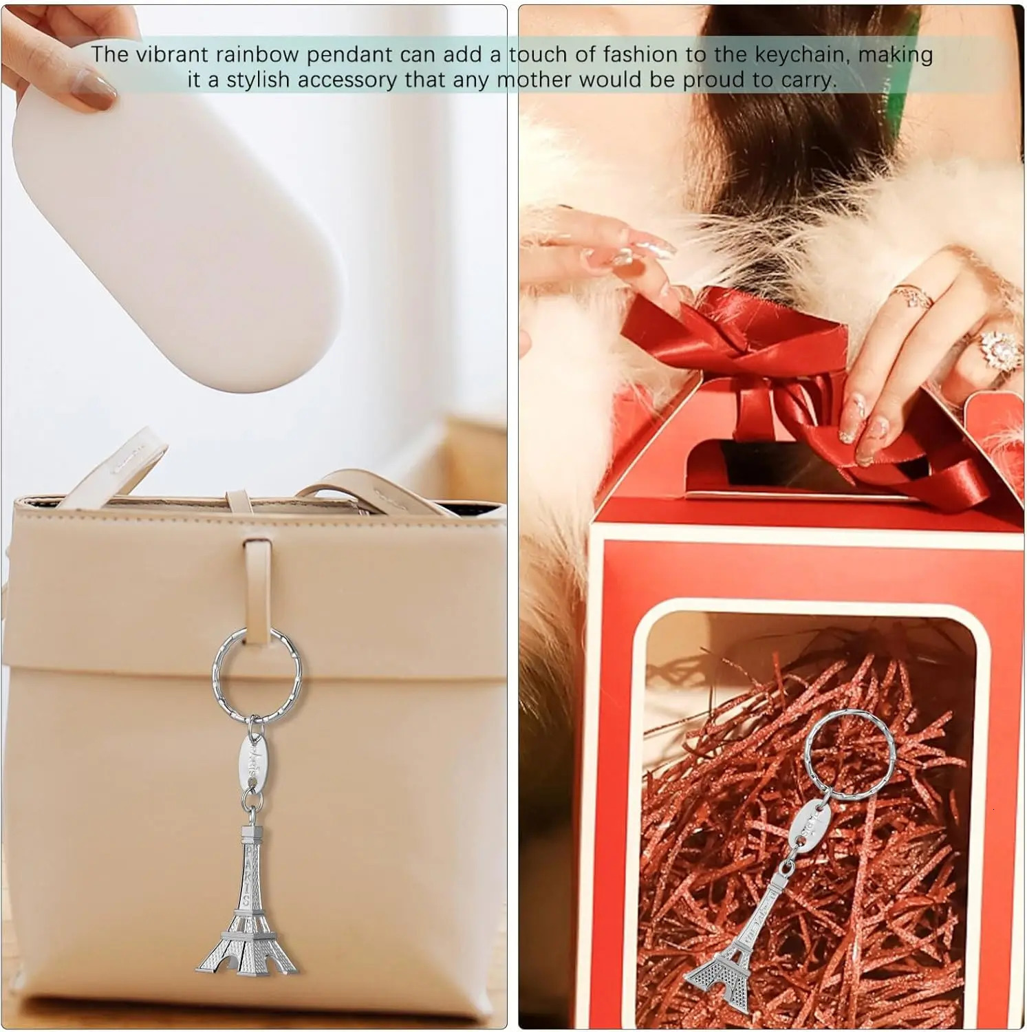 15 pieces of 3D Eiffel Tower keychains with retro decorations French souvenirs keychains with metal splicing French souvenirs Paris keychains 241115