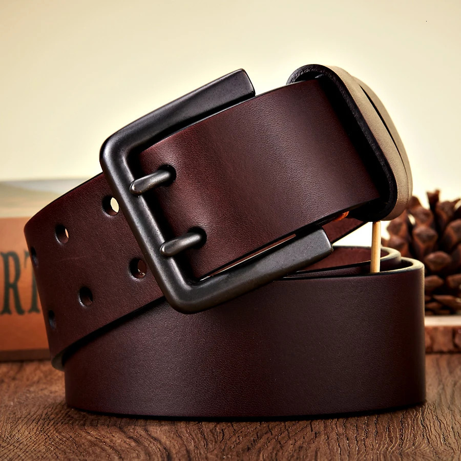 4.3cm wide and thick genuine denim belt mens genuine leather belt high-quality casual mens belt double needle buckle denim business belt 241115