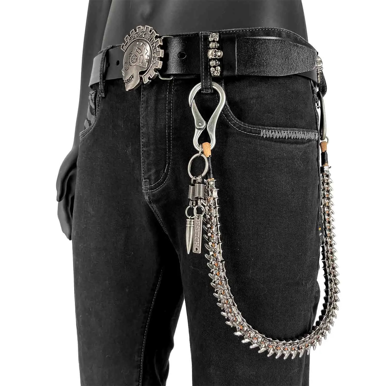 Sturdy punk rocker arm bicycle jeans pants chain stud keychain mens wallet chain 241115