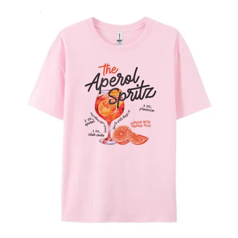 Aperol Spritz Retro Cocktail Graphic Tee Cute Alcohol Drink T Shirt Loose Cotton Printed TShirts Unisex Vintage Top Gift 240411