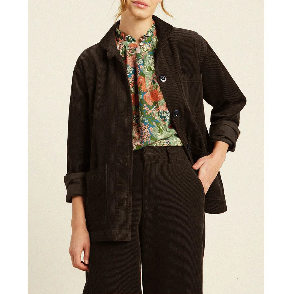 AutumnWinter Corduroy Set Two Piece Simple Business Womens Trouser Elegant Clothing 241115