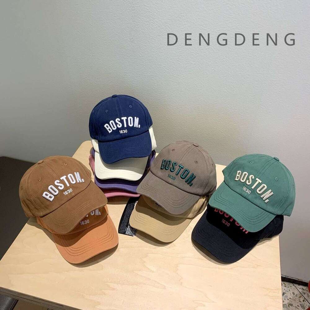 Children's hats for boys girls, spring and autumn Instagram Korean embroidered letter duckbill hat, fashionable baby baseball hat trend