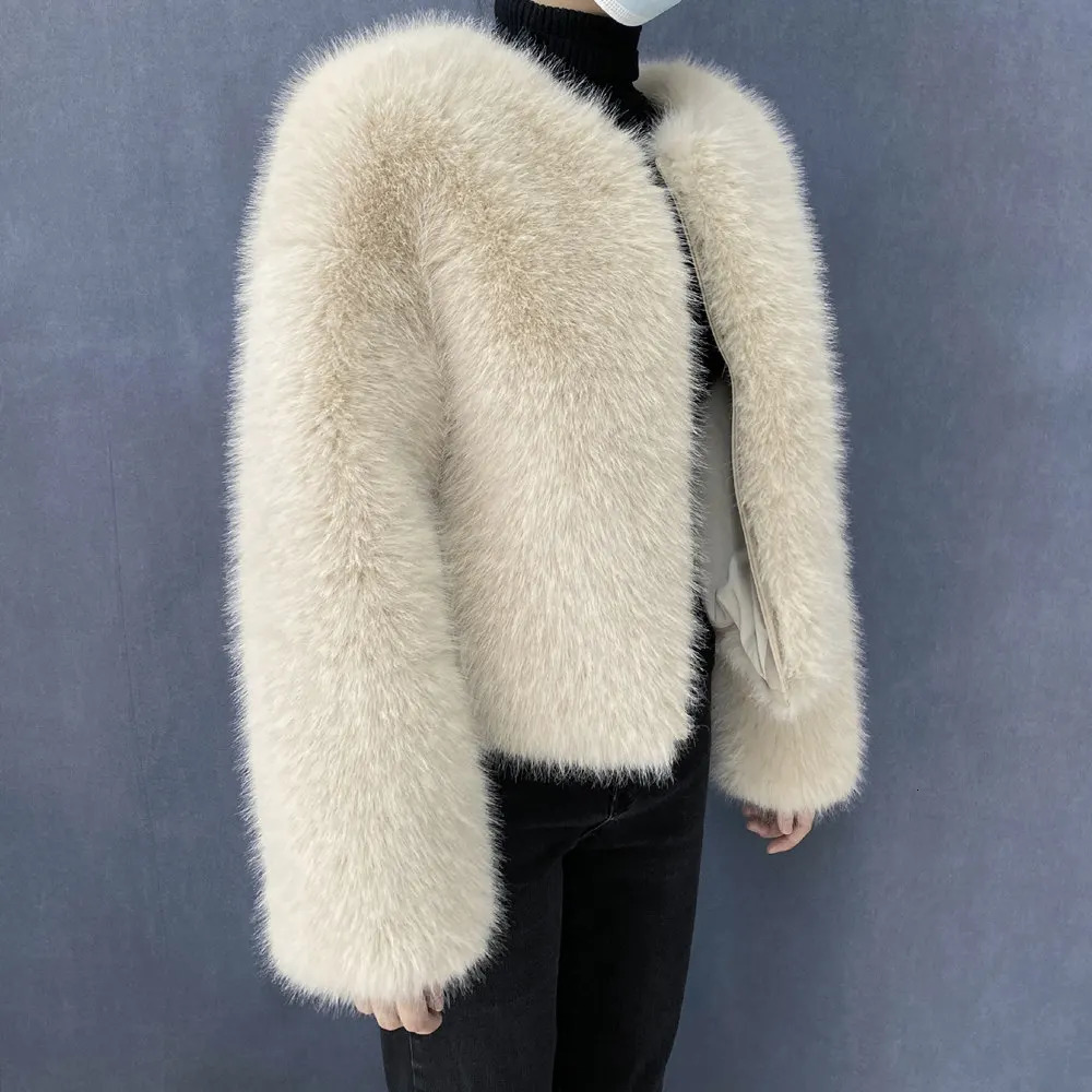 Street Fashion Faux Fur Coat Women Winter 2023 Cool Girls Fluffy Short Fur Fox Jacket 241115