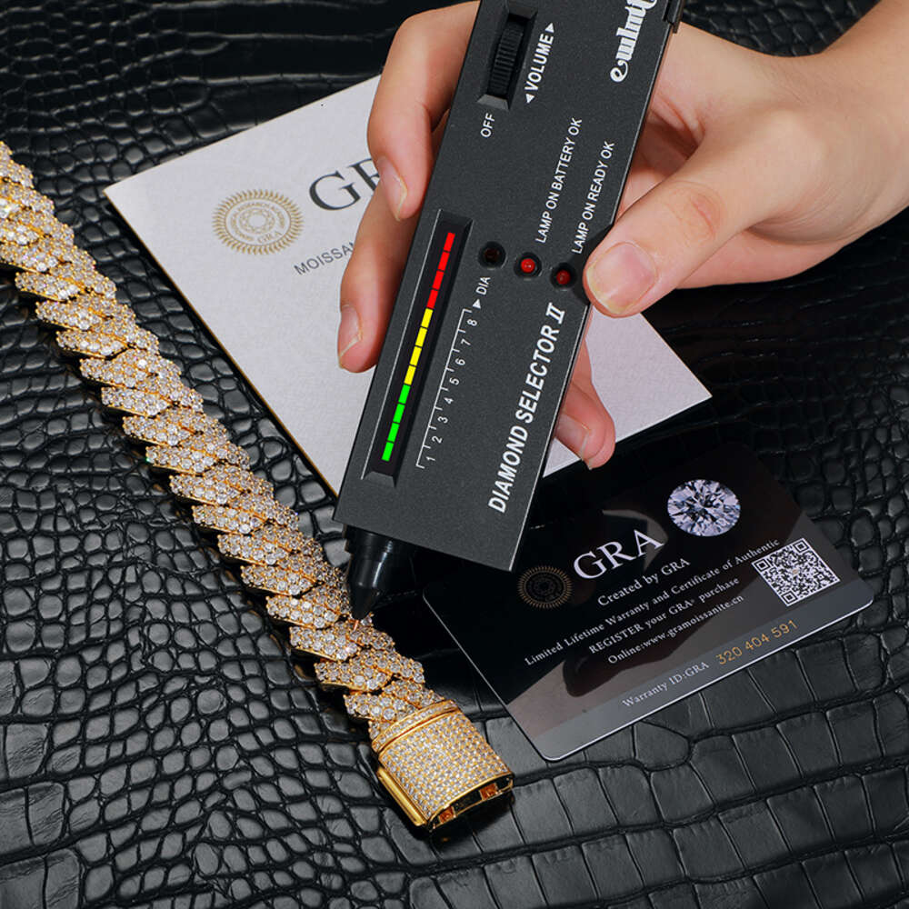 Hip Hop Jewelry Moissanite Cuban Necklace Ice Out 925 Sterling Silver Moissanite Cuban Link Chain