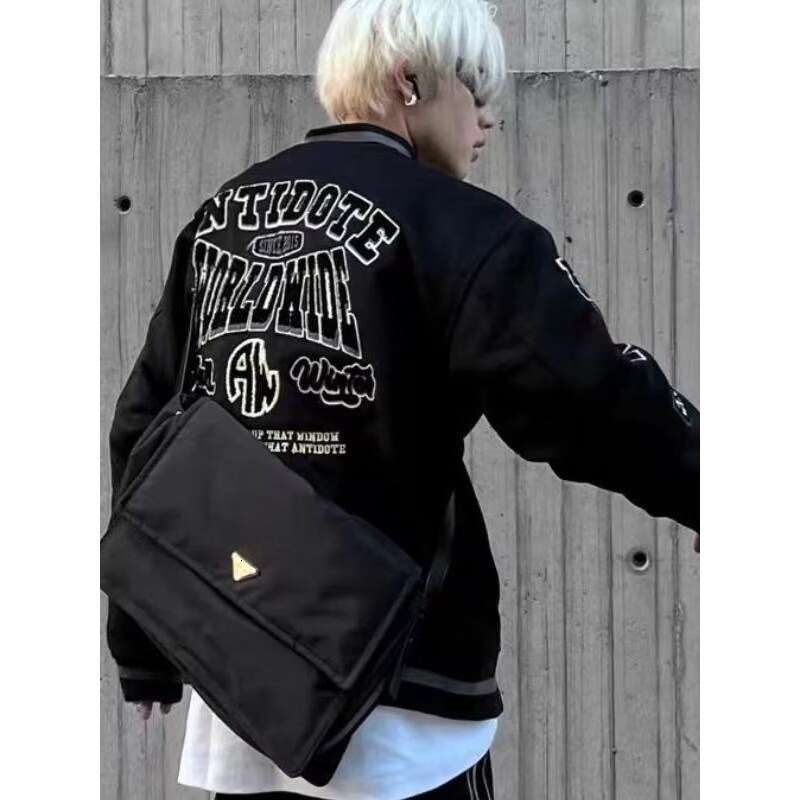 Black Embroidered Woolen Baseball For Men In Spring And Autumn Casual Loose American High Street Fashion Brand China-Chic Jacket