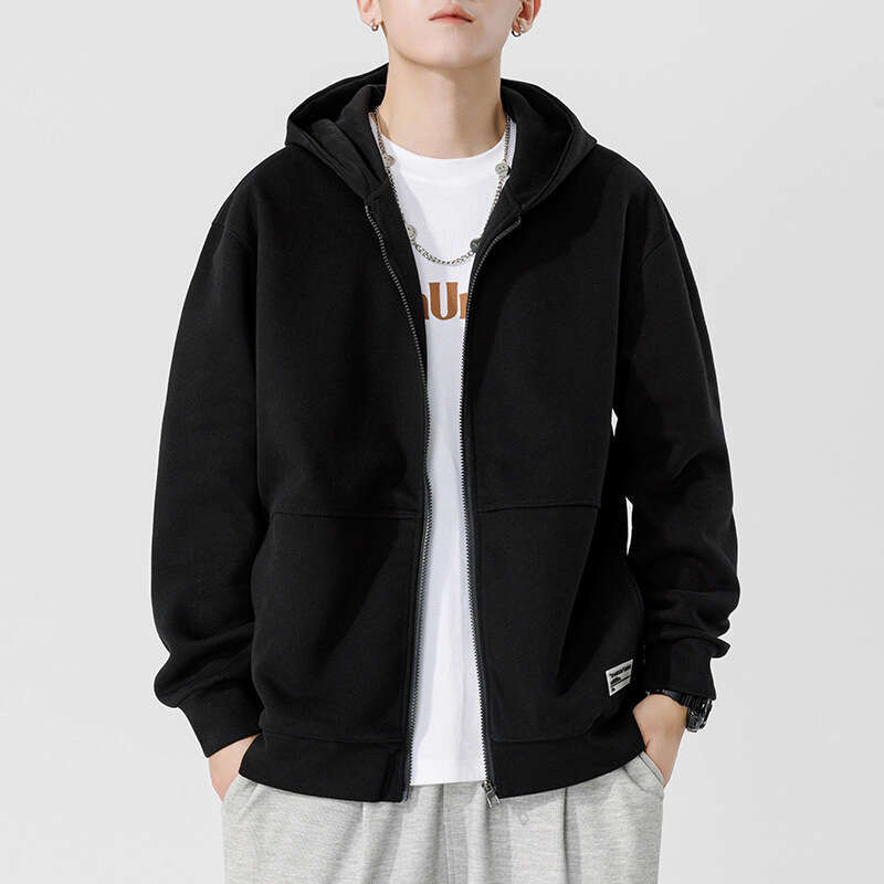 Hooded Cardigan Hoodie Loose Fitting Trendy Brand Solid Color Sports Jacket Couple Outfit Kunhai Pengyun Men's Clothing