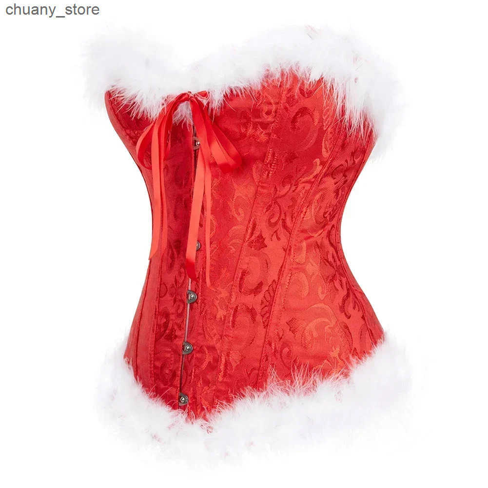 Belts Christmas Corset for Women Halloween Bustiers Feather Corsets Gothic Party Night Corsage Korsett Burlesque Costumes Plus Size L240910