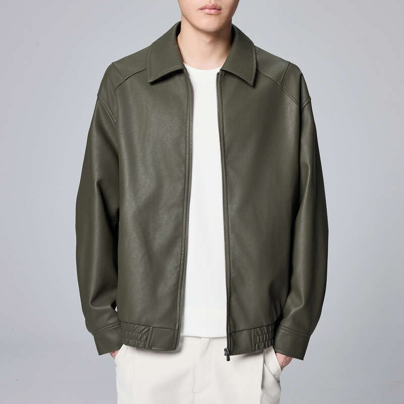 Mokaike Minimalist Lapel Matte PU 2024 Autumn New Item Structured Segmented Men's Jacket 81176