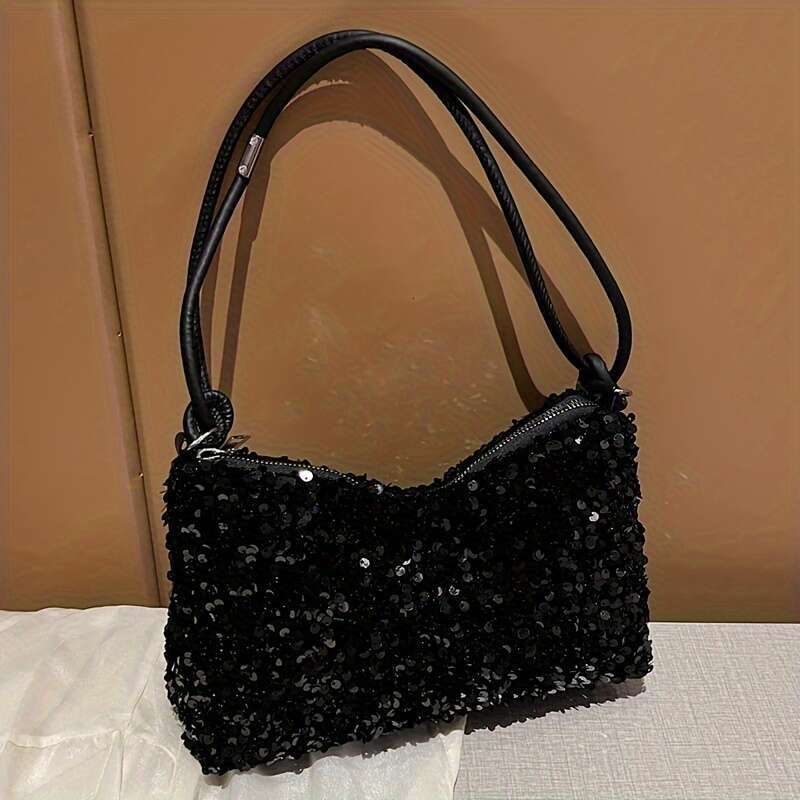 Small Square Sequined Bag Women Trendy Casual Evening Purse with Adjustable Shoulder Strap, Versatile and Stylish Design - Perfect for Daily Use, Part