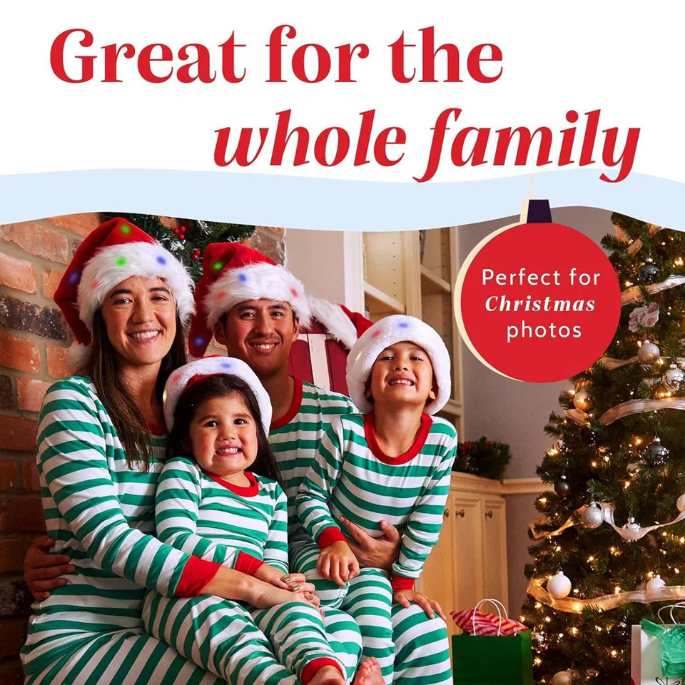 Santa Hat LED Light Year Cute Kids Adults Cap Funny Christmas Hats for Kids Adults Winter Gift Holiday Party Decorate 241115