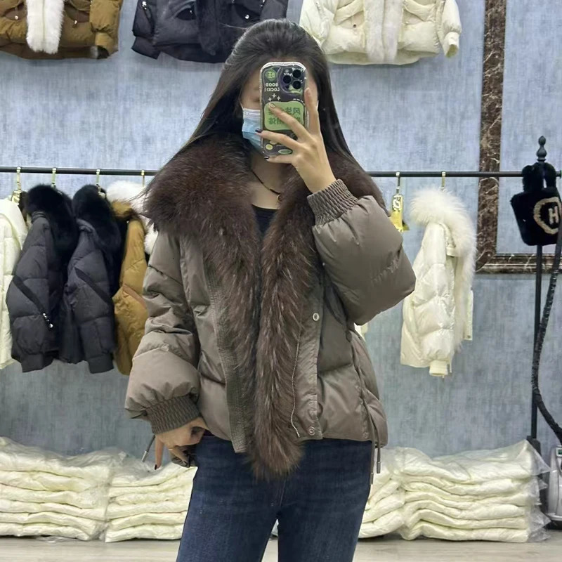 women winter down jacket 2024 Real Raccoon Fur Thick Warm 90 White Duck Down Coat Female Parkas Waterproof Fashion 241115