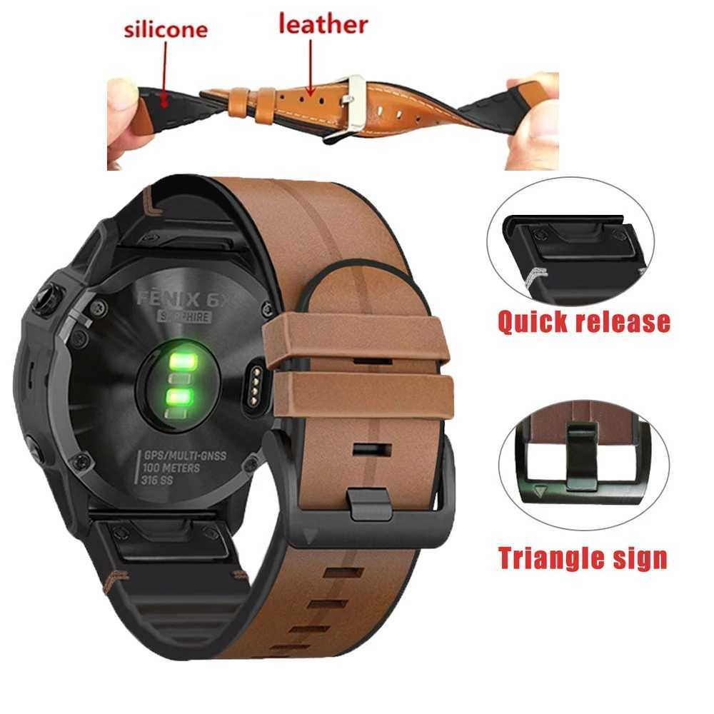 26mm QuickFit Leather Silicone Strap for Gin Fenix 8 E 7 7X 6 6X Pro 5 5XPlus Epix Gen 2/Enduro 3/965 Wah Band Bracelet M241115