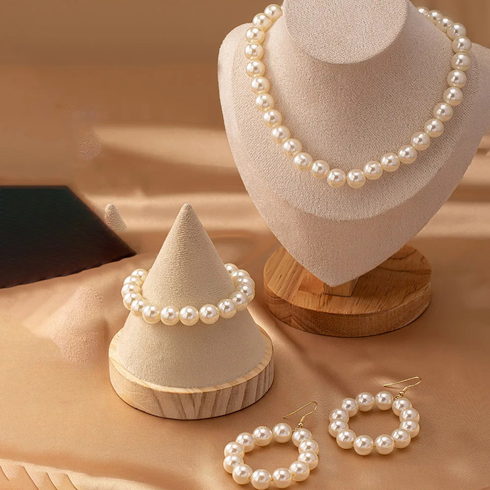 Womens jewelry set imitates pearl necklaces bracelets stud earrings retro fashion warmth party gifts OL holiday S023 241115