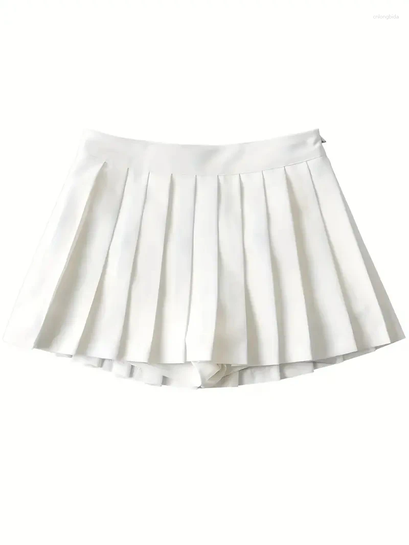 Skirts 2024 Summer Solid Pleated Mini Skirt Y2K Cute For Spring Womens Clothing