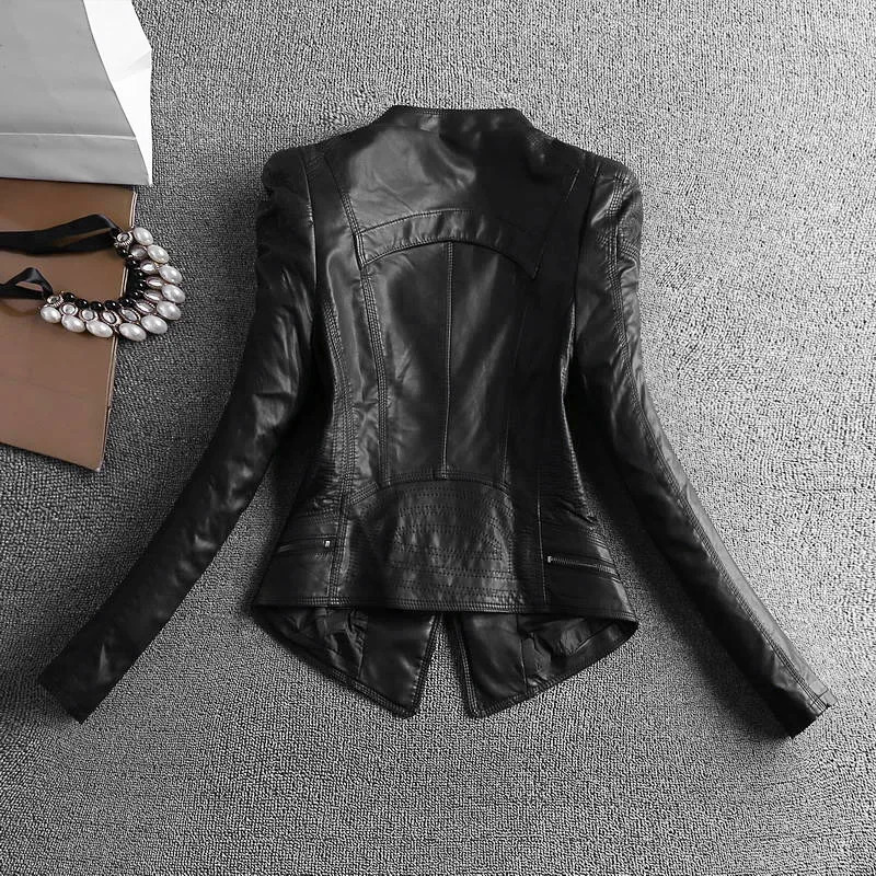 Spring And Autumn Women Leather Jacket Coats Slim Ladies Clothing 241115
