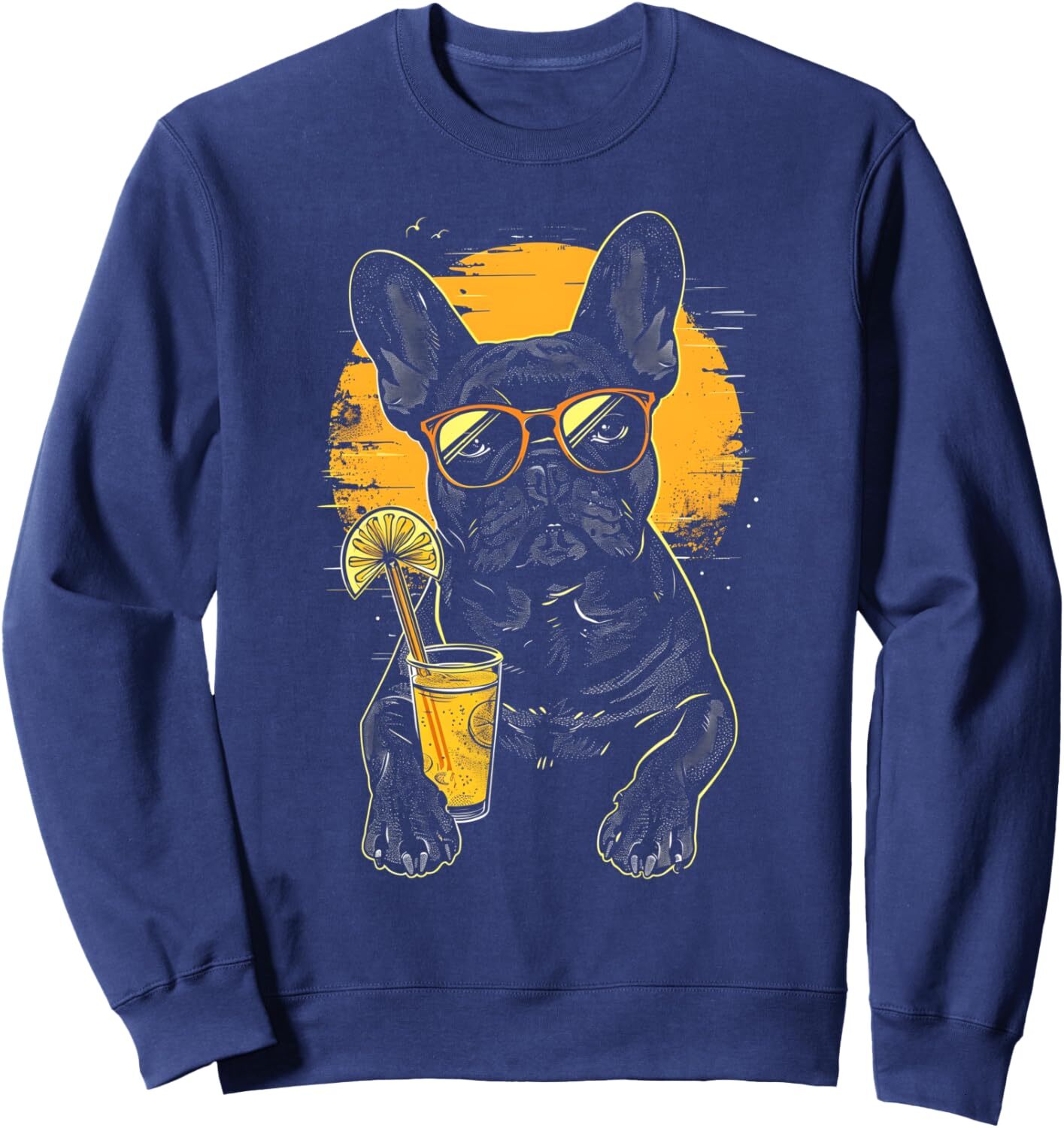 Long Sleeve Shirts for Men sweatshirt French Bulldog Summer Sunglasses Beach Vacation Lemonade Dog Sweatshirt T shirt Tee Streetwear Casual tops cloth