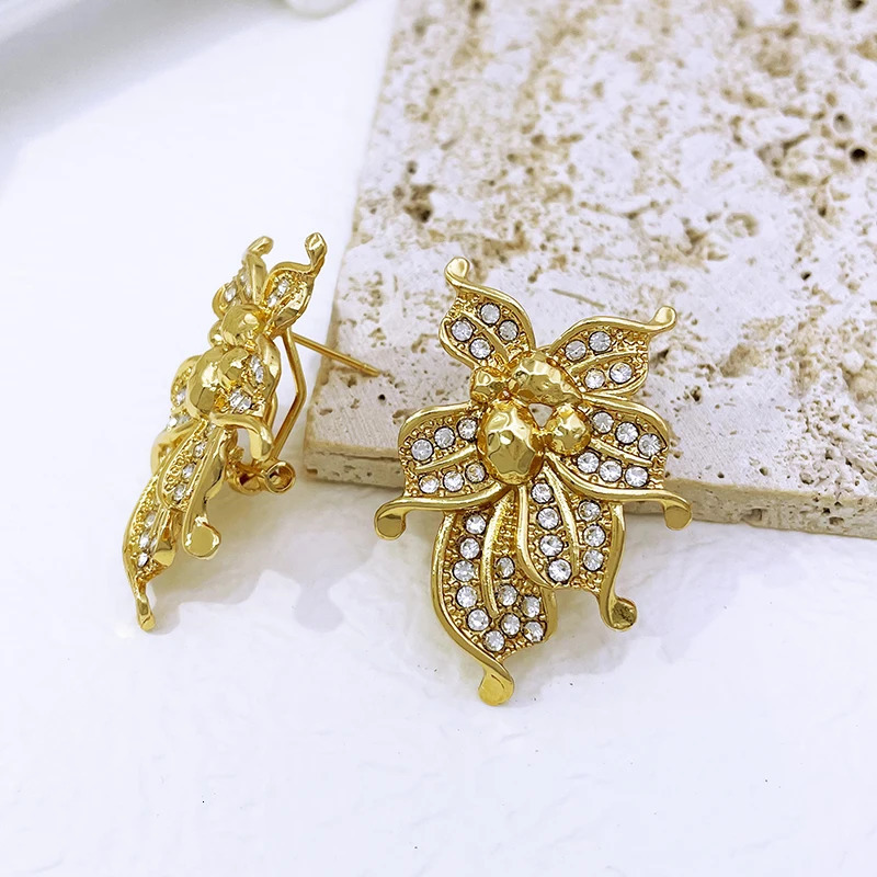 18K gold-plated Italian jewelry set with square female leaf necklace bracelet ring 4pcs jewelry set wedding party accessories 241115