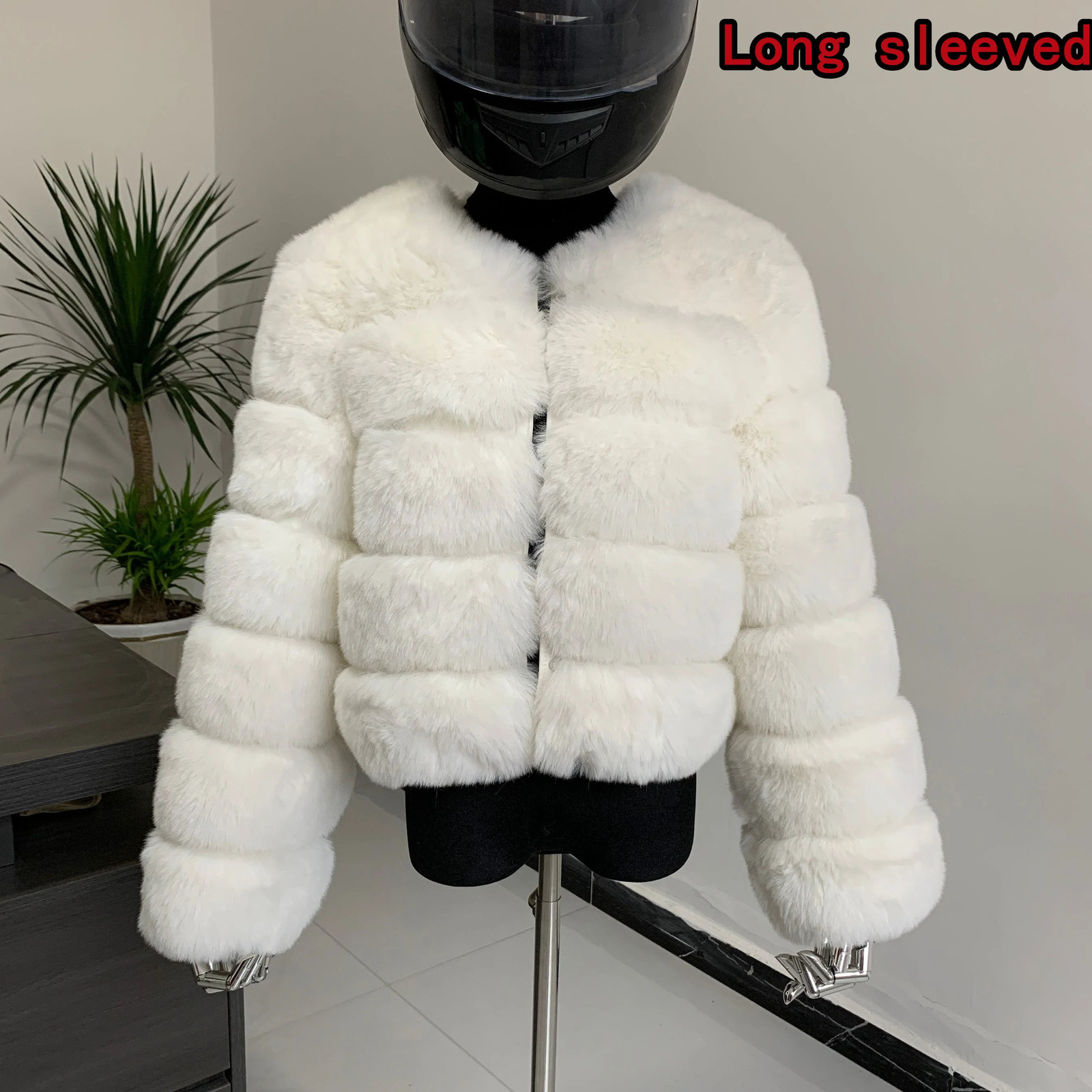 Winter coat for faux fur women outerwear short jacket furry fluffy woman 241115