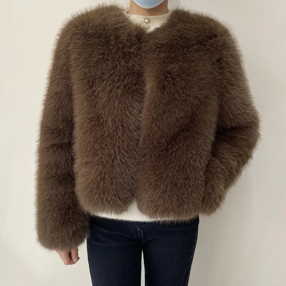 Street Fashion Faux Fur Coat Women Winter 2023 Cool Girls Fluffy Short Fur Fox Jacket 241115