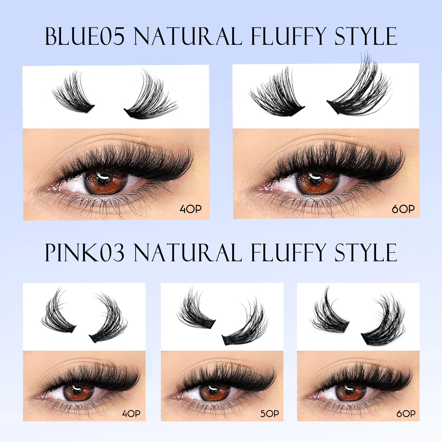 GROINNEYA Fluffy Thick DIY Eyelashes Cluster DDD Curl Wispy Individual lashes Mix Eyelash Extensions False Eyelashes Extension 241115