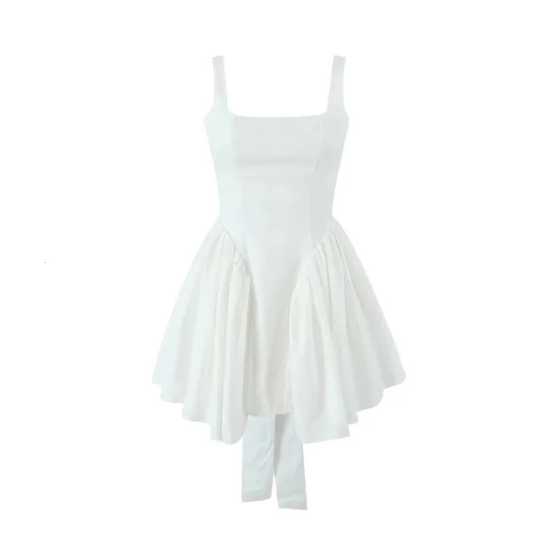 Oligai Summer Big Bow Elegant Backless Dress Sexy White Birthday Party Dresses Casual Holiday A Line Fluffy Womens Clothing 240415