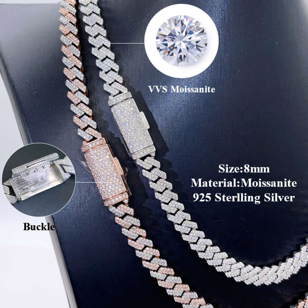 Wholesale Stock 10k 14k Real Solid Gold Plated Moissanite Diamond Original Cuban Link Chain Necklace Fine Jewelry 8mm
