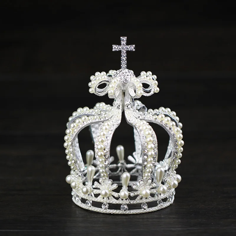 Mens Cross Crown Baroque Bridal Wedding Crown Royal Queen Headwear Birthday Party Hair Jewelry Accessories Ball Dress 241114