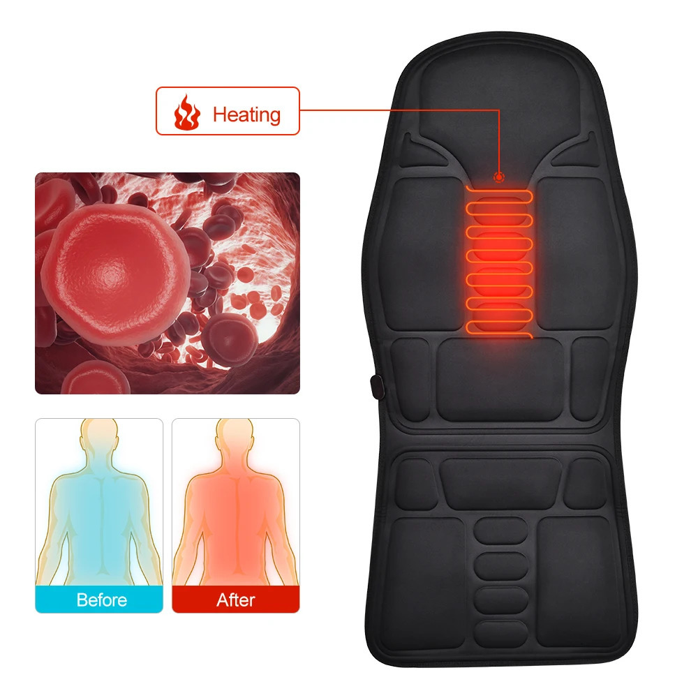 Electric heated vibrating back massager used for car seats office chairs waist and neck pain relief vibrating pads shoulder and back massage pads 2411