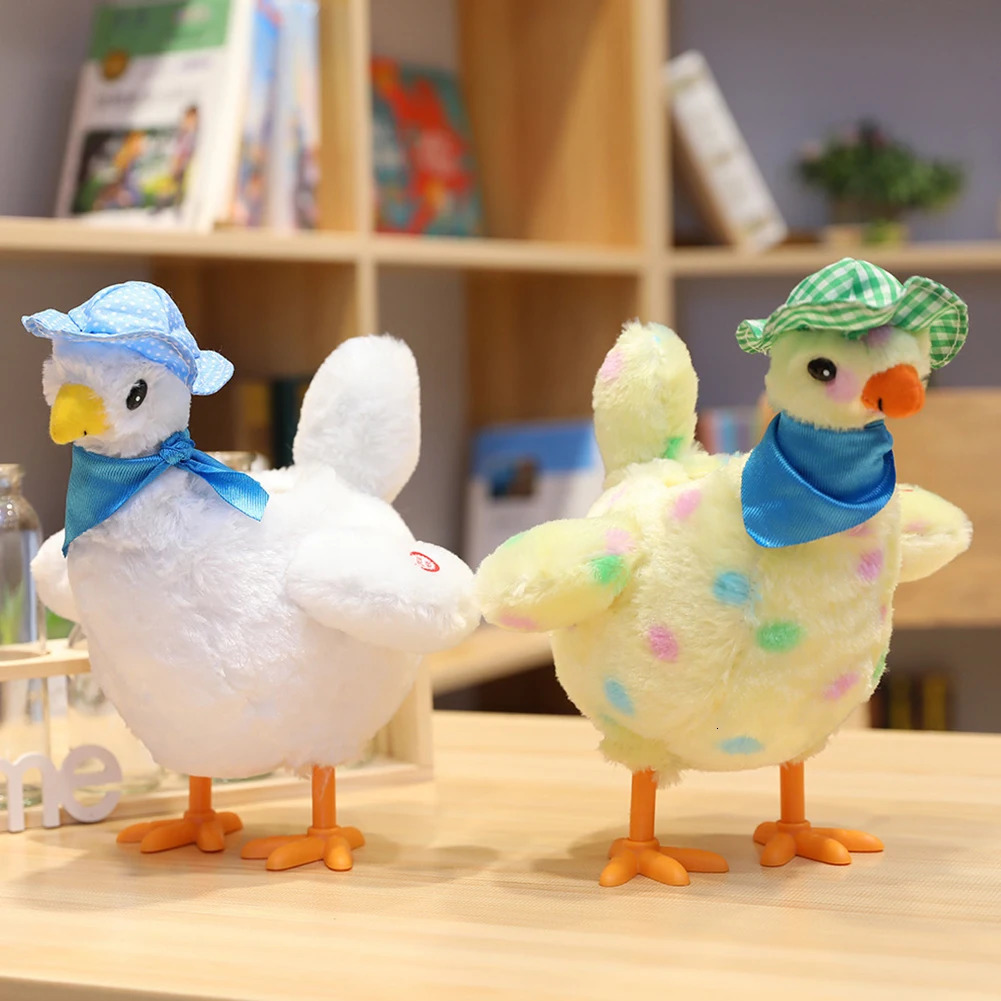 Cartoon Chicken Hen Laying Eggs Toy with 3 Colorful Singing Swinging Plush Dolls AntiStress for Easter Holiday 240401
