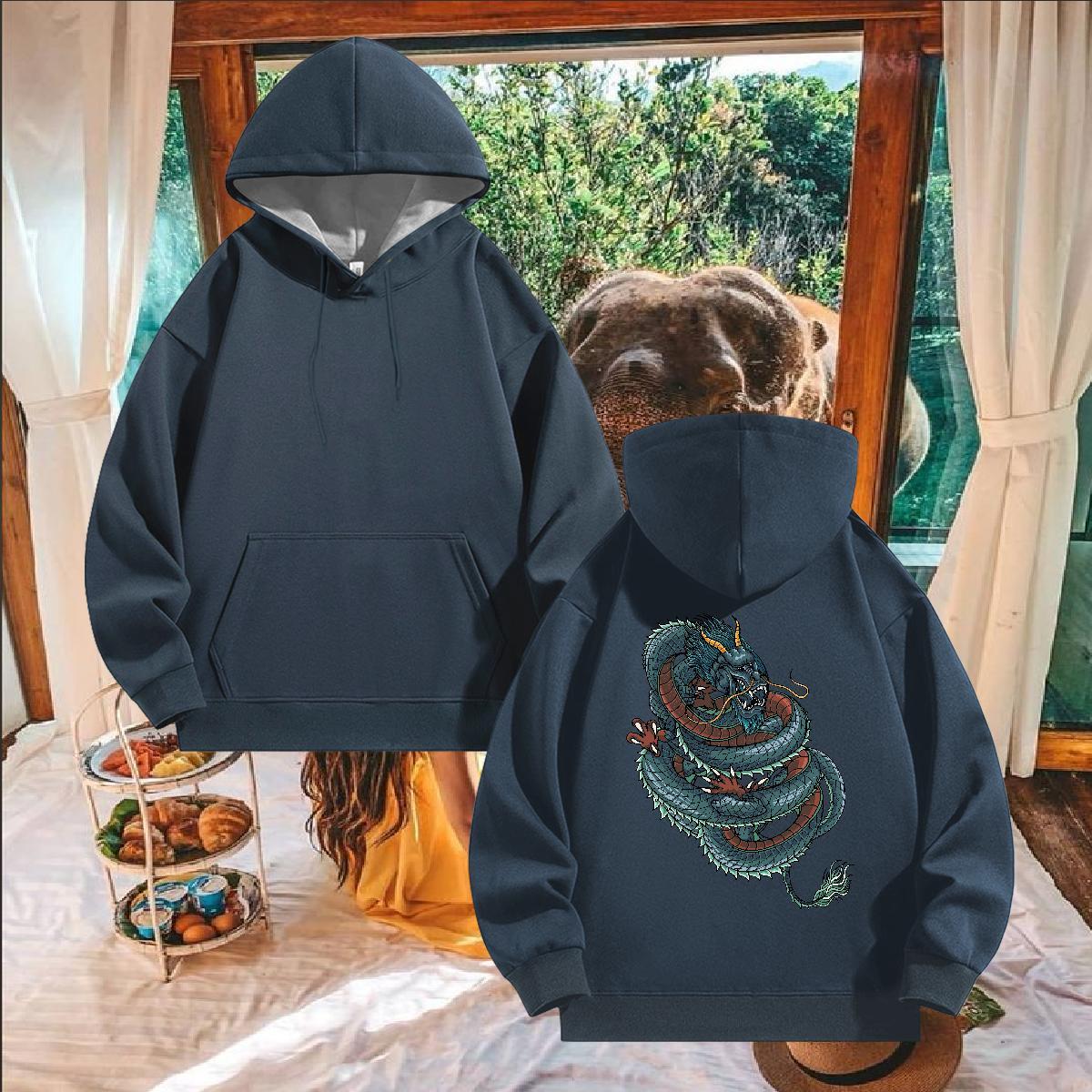 Classic Casual Men Hoodie Plus Size Cartoon High Quality Men's Hooded Sweatshirt Top Pullover Hoodie Street wear Hip Hop Cotton 350g Breathable