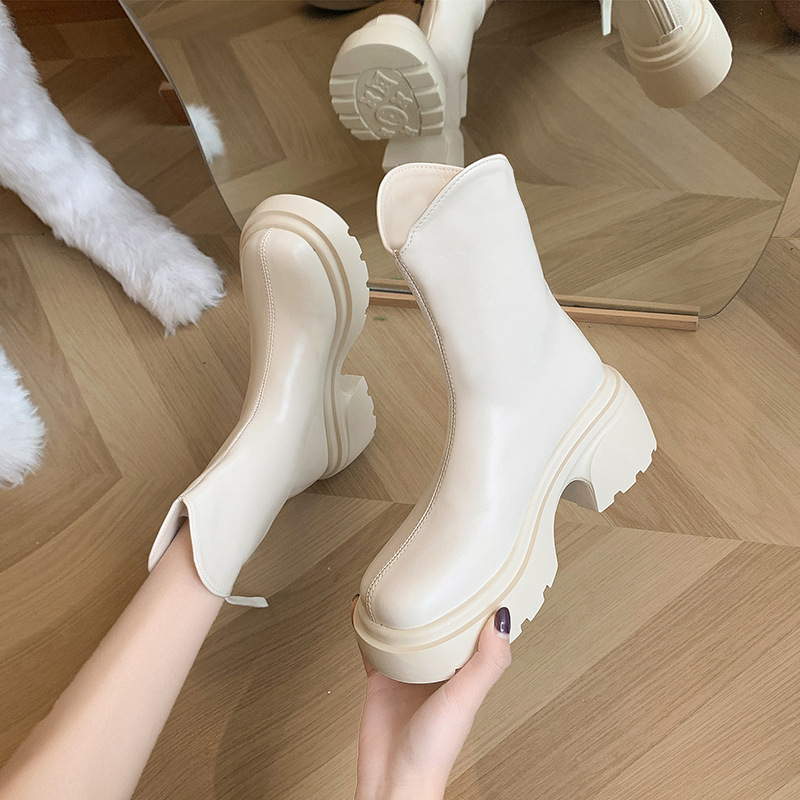 Women's Thick Soled New British Style Thick Heeled Short Boots.