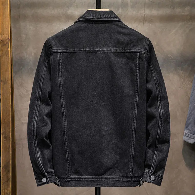 Mens Jean Coats oversized warm black apron mens denim jacket outerwear Japanese retro casual Y2k high-quality low-cost 241115