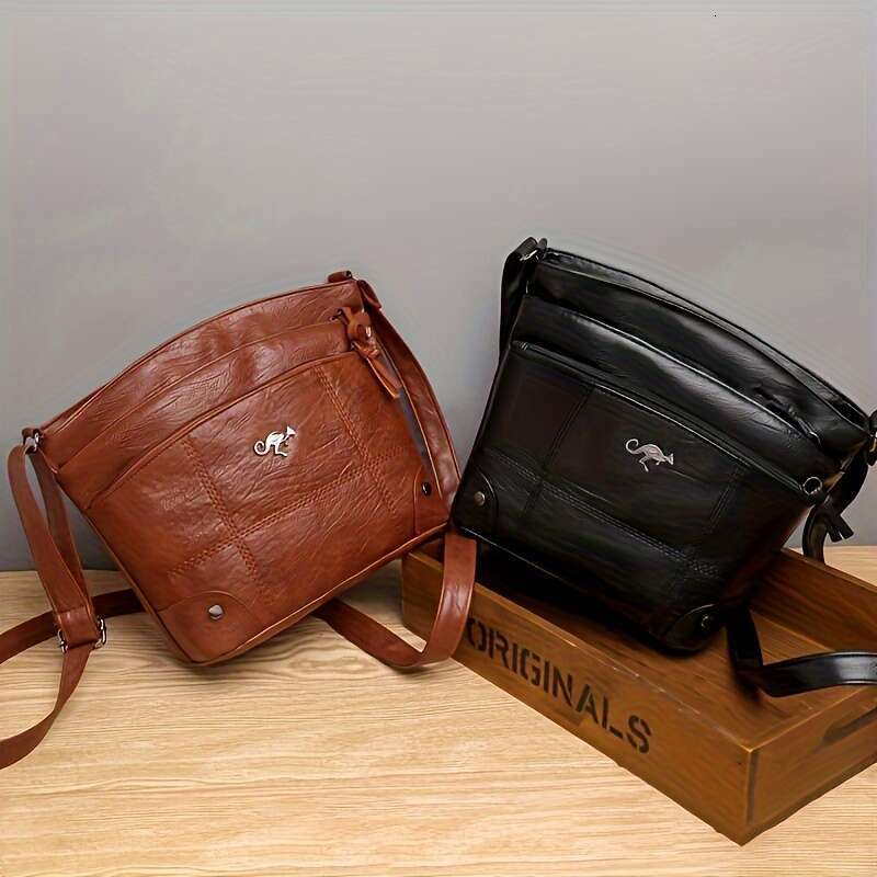 Chic Vintage-Inspired Women's Crossbody Bag Spacious Multi-Pocket Design, Soft Faux Leather, Adjustable Strap, Zip Closure - Perfect for Daily Co