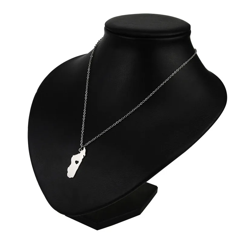 10PCS Madagascar Map Pendant Necklace Africa Malagasy Chain Country Necklace Stainless Steel Outline Continent Choker for Motherland Hometown Female L