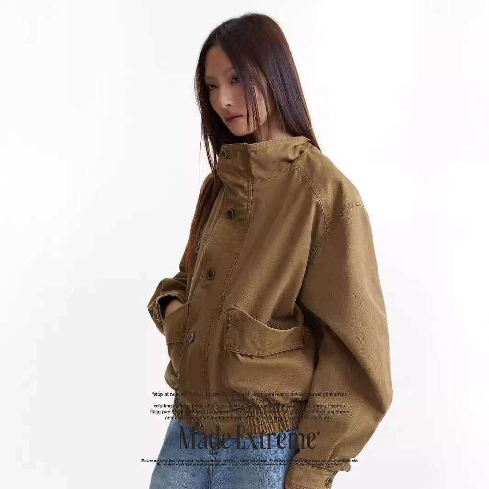 MADEEXTREME Street Vibe High Neck Neutral Loose Denim Jacket Top Coat Male