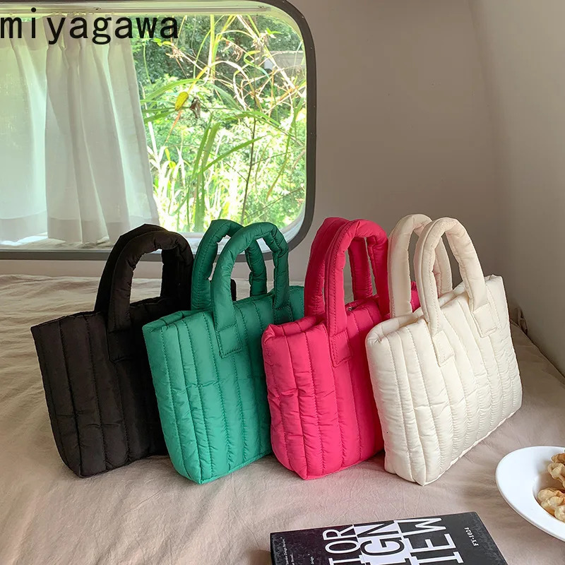Miyagawa Female Autumn Winter Small Handheld Down Bag Korean Fashion Handbag Female Bags for Women Purses 241114
