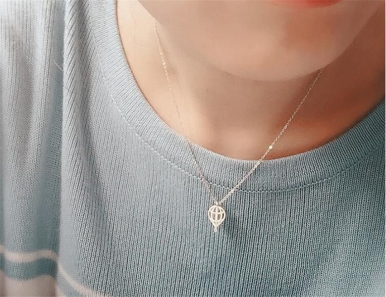 10PCS Cute Stainless Steel Hot Air Balloon Pendant Necklace Cartoon Outdoor Creative Charm Chain Choker for Women Girl