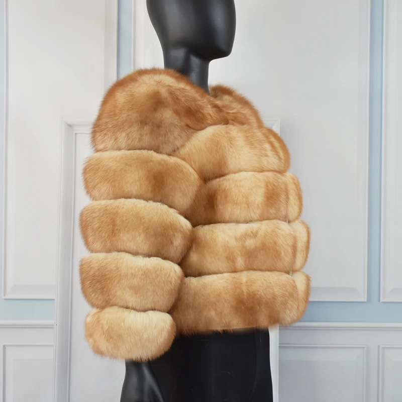 Natural 50CM Real Fur Coat Women Winter Vest Jacket Fashion Outwear 241115