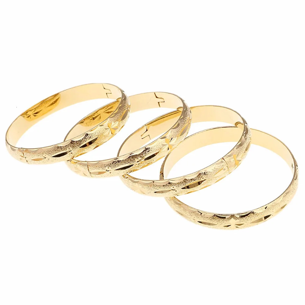 24k Gold Bangle for Women Gold Dubai Bride Wedding Ethiopian Bracelet Africa Bangle Arab Jewelry Gold Charm Bracelet 241115