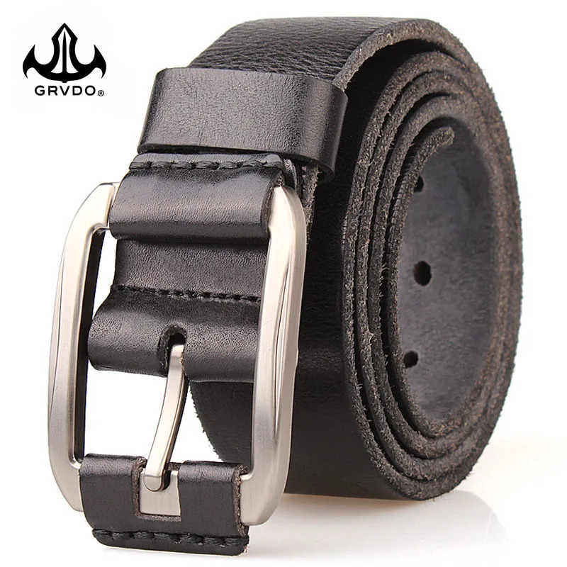 GRVDO menbelt full leather 100% genuine one layer pure cowhide soft denim mens thick long waistband 140cm 150cm 160cm 241115