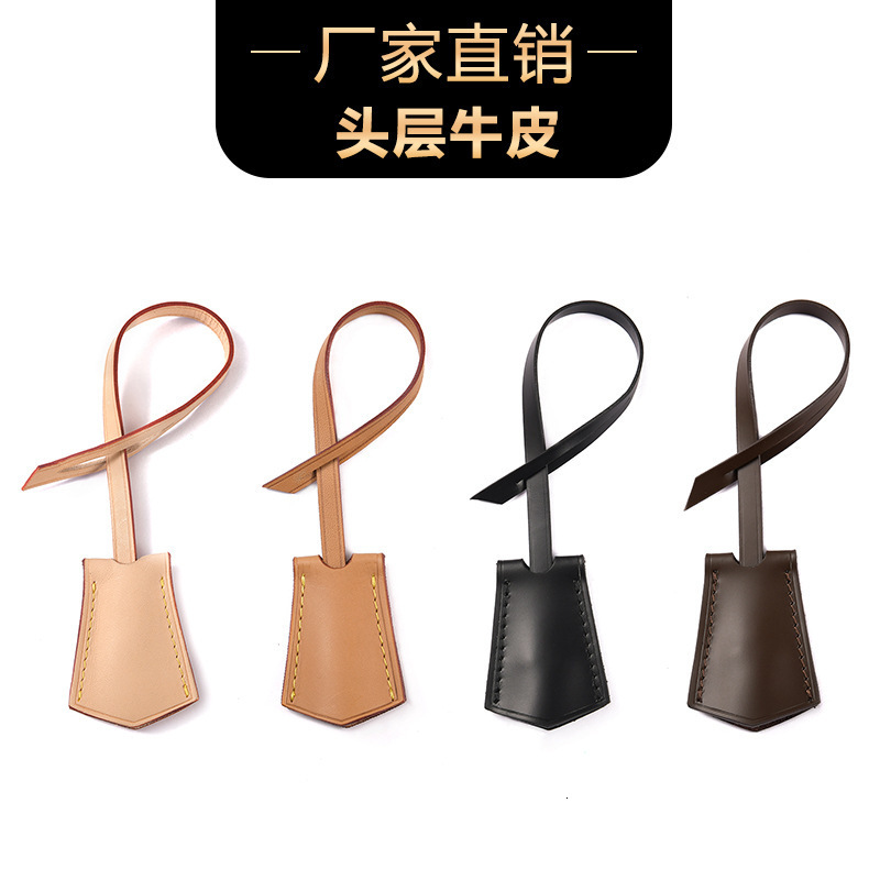 Bag Parts Accessories Top Grade Real Vachetta Vegetable Tanned Calf Leather Key Bell Hanging Name Tag Strap Customization Stamp Service 3 Colors 230816