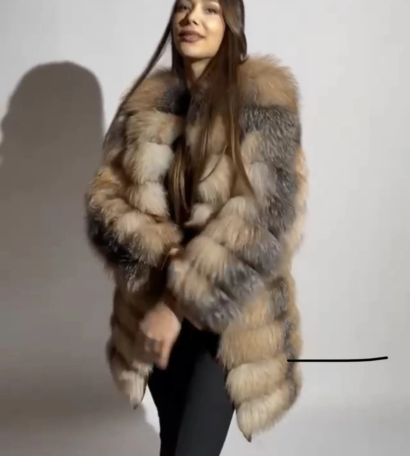 real fur coat Natural Real Fur Jackets Vest Winter Outerwear Women Silver Blue high quality Clothes 241115