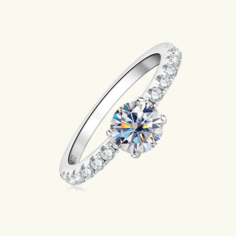 6mm 0.8Carat True D Color VVS1 Engagement Ring Silver 925 Gold Plated Card Ring Jewelry 241114