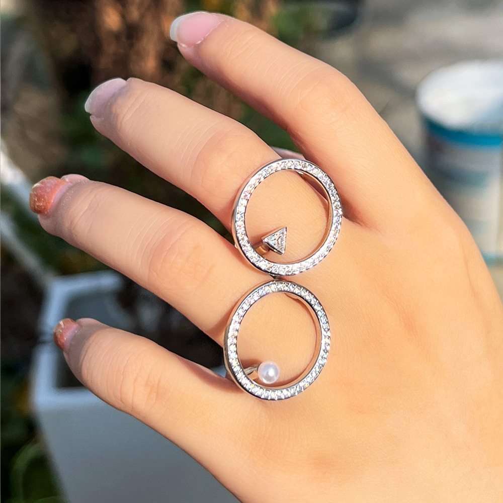 Elegant Wedding Rings Simple Fashion Jewelry Ins Top Sell Pave White Sapphire CZ Diamond 925 Silver Fill Party Eternity Women Open Circle Ring For Lov