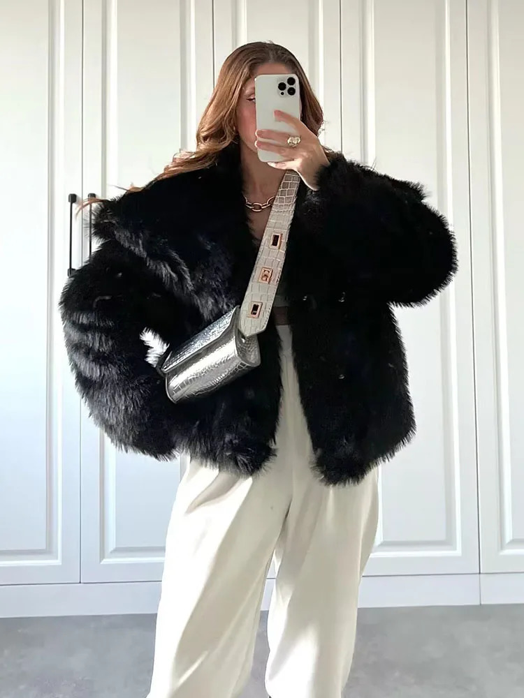 ZADORIN Fashion Oversized Turn Down Collar Fluffy Faux Fur Coat Women Vintage Faux Fur Jacket Coats Winter Clothes Women 2024 241115