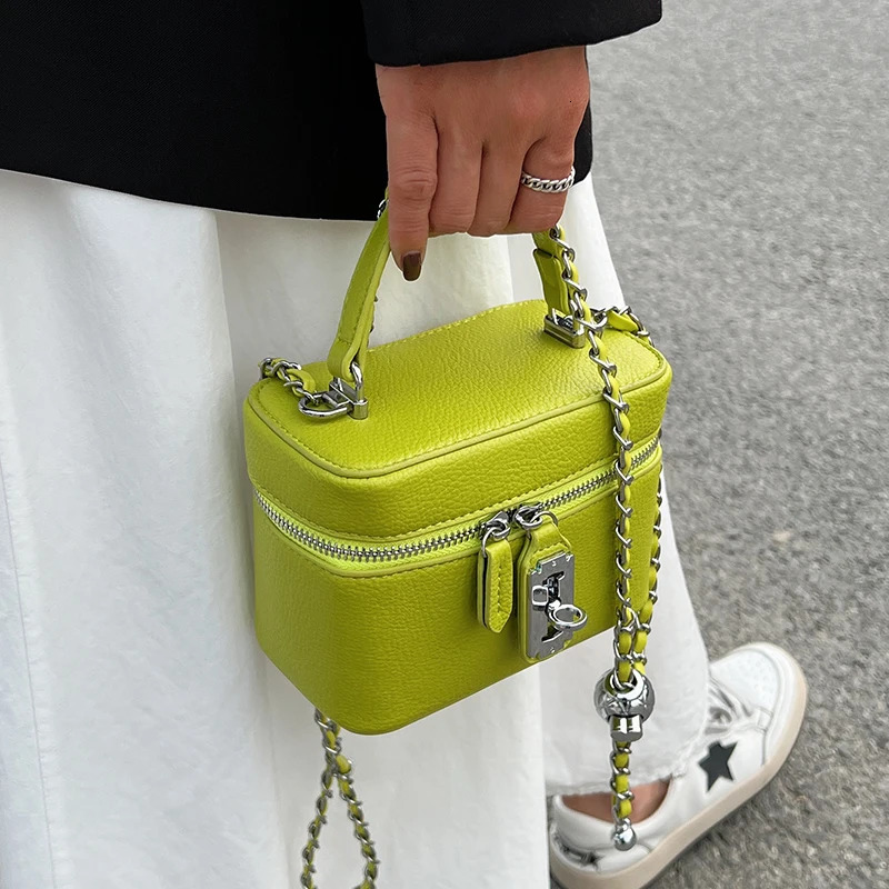 Women Square Handbags Summer Fashion Chains Crossbody Bags Texture PU Shoulder Bag Elegant Chic Mini Mobile Phone Bags 241114