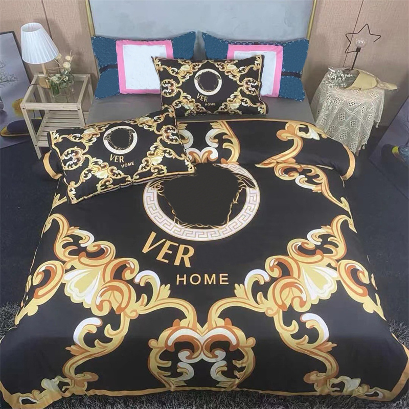 Bedding sets Fashion Cases Pattern Designer Bedding Sets 4pcs Set Golden Printed Twin Cotton High Quality Cover Bed Sheet CSG2406034-8 H250113