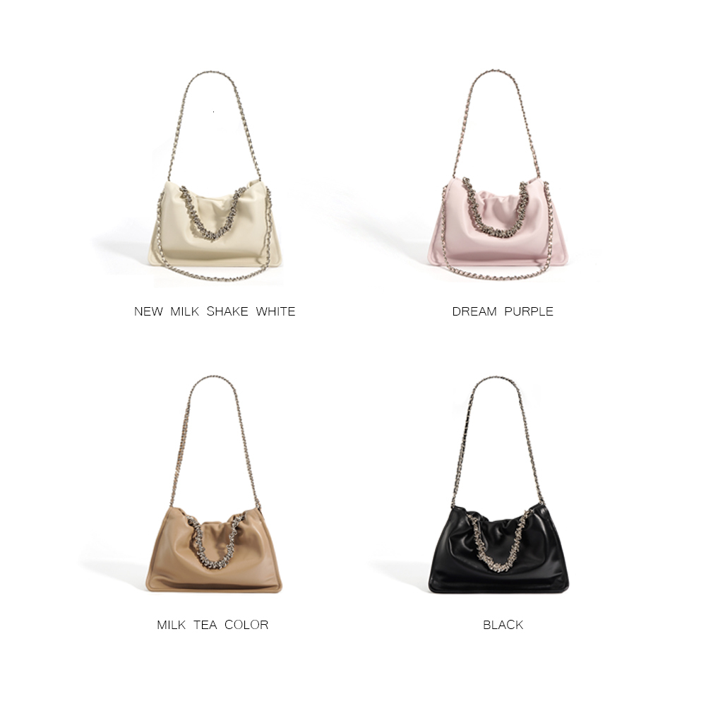 Fashion Trending Cloud Shape Clutch Handbag Split Leather Designer Chain Shoulder Crossbody Bag dddmymoon