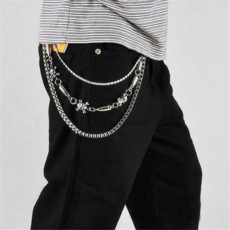 Hip hop fashion punk rock tenor wallet bullet keychain silver alloy tassel pants keychain Chaveiro jewelry 241115