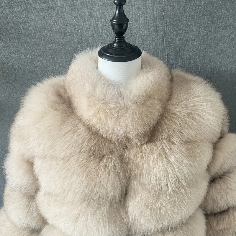 Natural Real Fur Vest Coat For Female stand collar Coats Waistcoat Long Jacket 241115